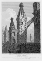 Roslyn Chapel, view of buttresses and pinnacles at the north east corner, engraved by William Woolnoth, 1810